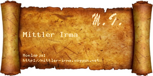 Mittler Irma névjegykártya